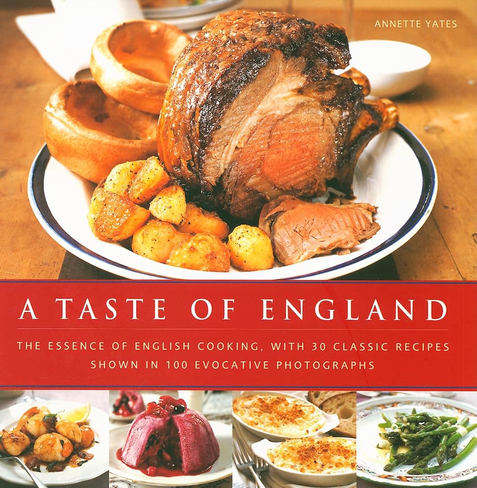 Cookbook cover featuring roast meat with Yorkshire pudding and vegetables.
