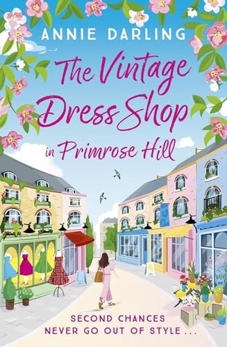 Book cover depicting a colorful street scene with a vintage dress shop.