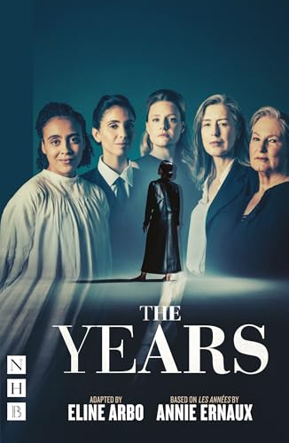 Five women of different ages stand together against a dark blue background.