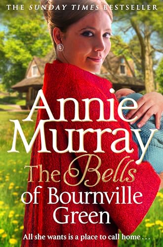 Book cover: woman in red sweater, cottage background, title “The Bells of Bournville Green.”