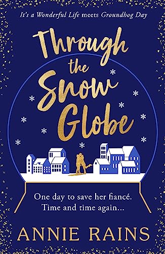 Book cover: navy blue with gold lettering, a snow globe, and winter village.