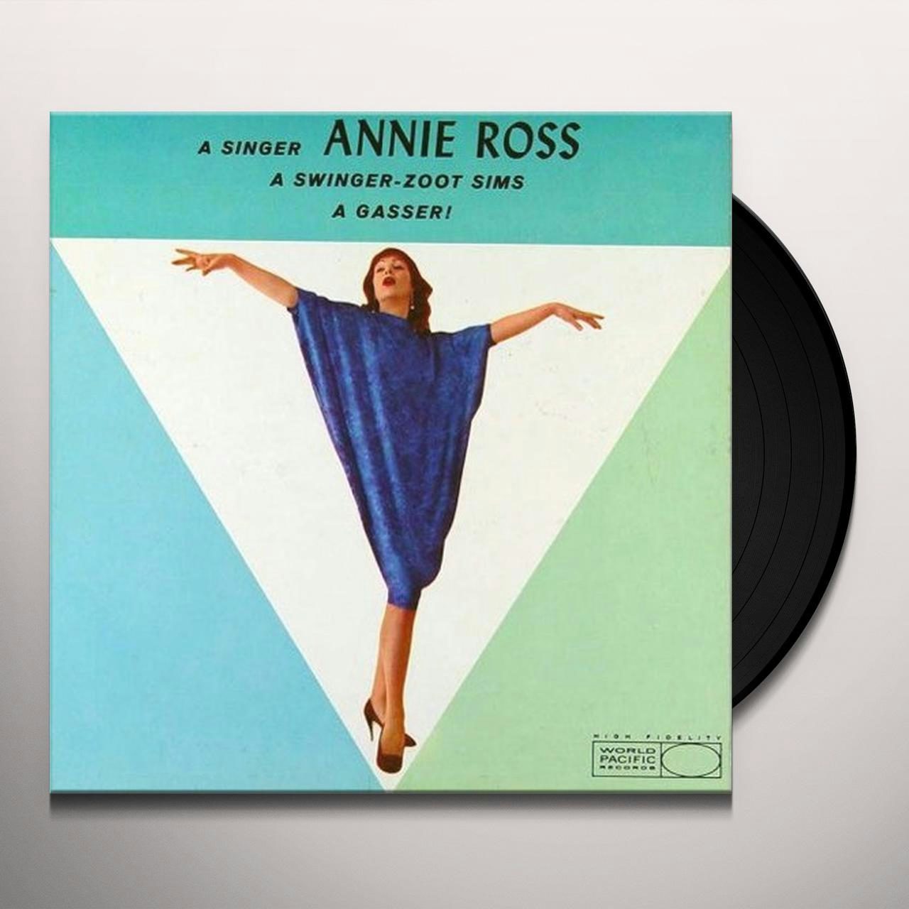 Vinyl record of Annie Ross & Zoot Sims album cover with a singer.