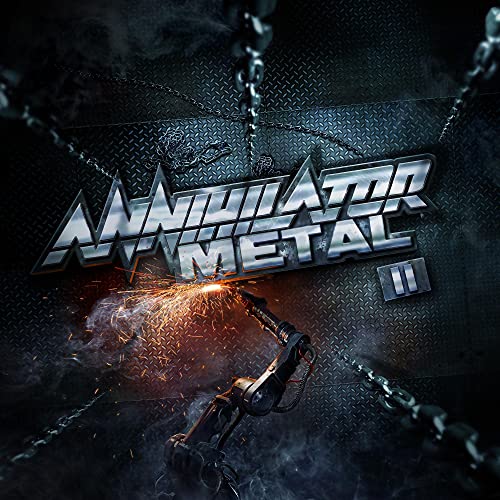 CD cover for Annihilator’s “Metal II” featuring robotic arm and chains.