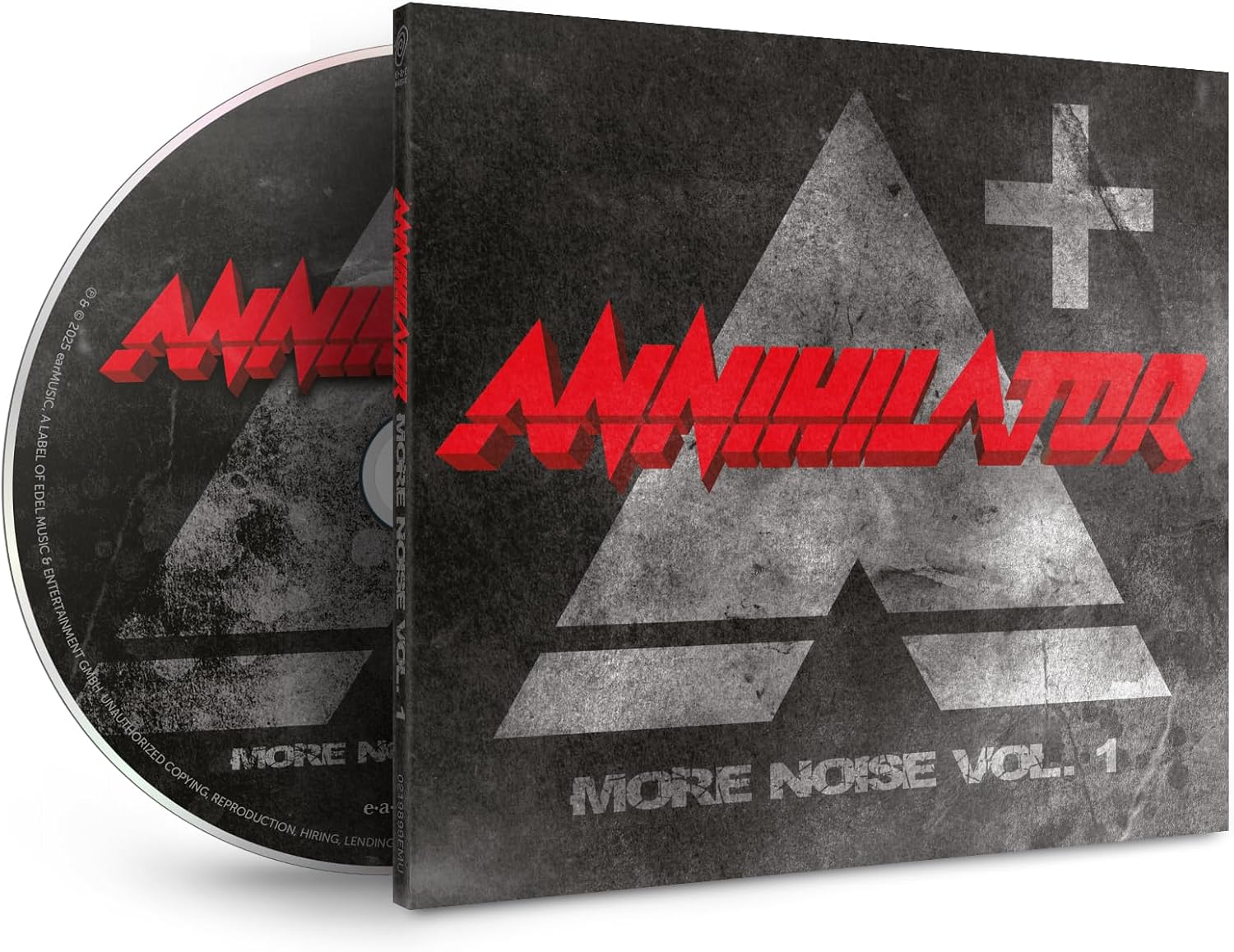 CD case for "Annihilator - More Noise Vol. 1" with red and black abstract art.