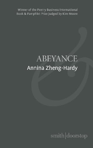 Dark cover with white text: “Abeyance” by Annina Zheng-Hardy.
