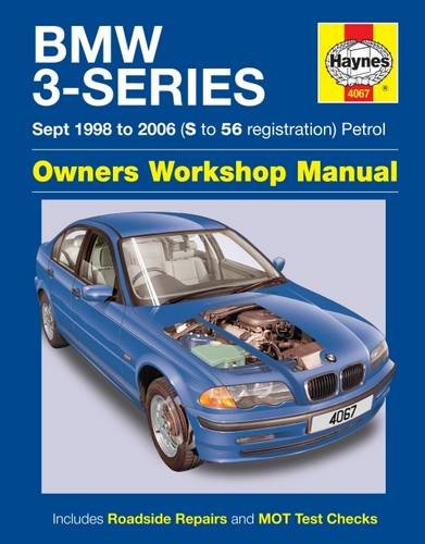 BMW 3-Series petrol car repair manual cover, Haynes publication.