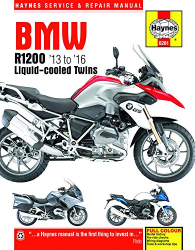 Haynes manual cover featuring a red and silver BMW R1200 motorcycle.