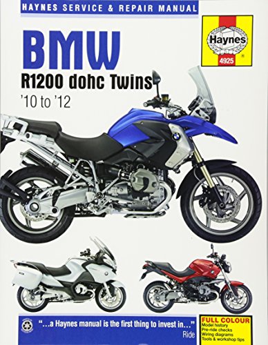 Haynes repair manual cover featuring a blue BMW R1200 dohc motorcycle.