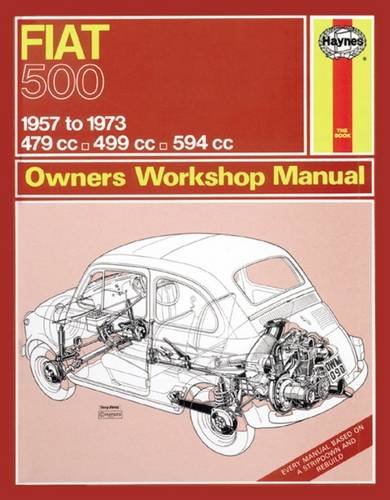 Haynes repair manual cover featuring a cutaway illustration of a Fiat 500.