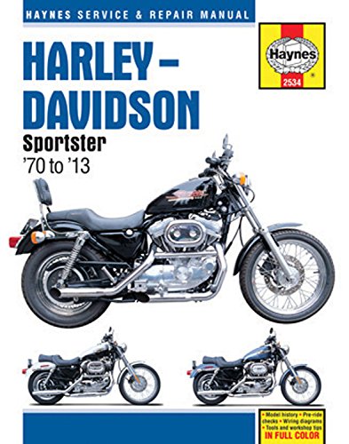 Haynes service and repair manual cover for Harley-Davidson Sportster motorcycles from 1970 to 2013.