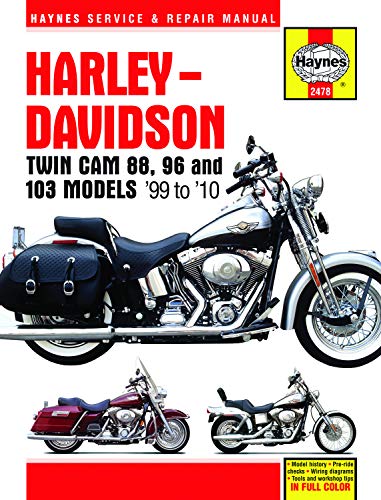 Haynes repair manual cover featuring a silver Harley-Davidson motorcycle.