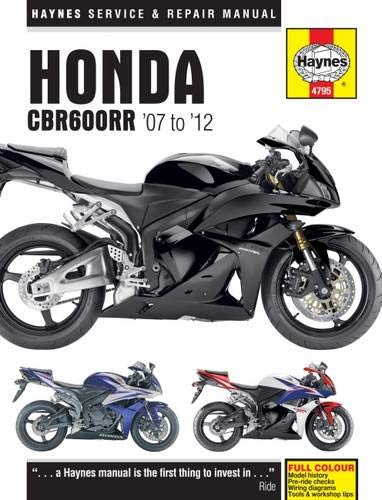 Haynes repair manual cover featuring a black Honda CBR600RR motorcycle.