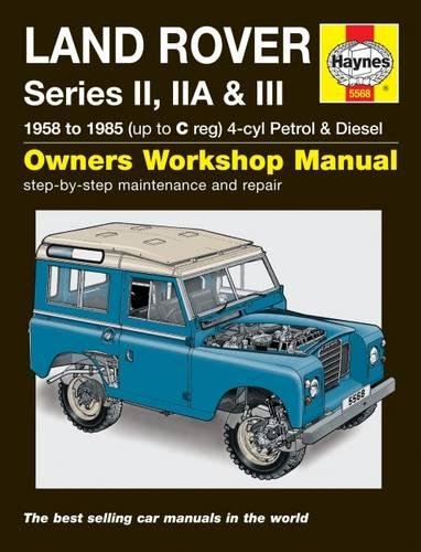Haynes repair manual cover featuring a blue Land Rover Series II vehicle.