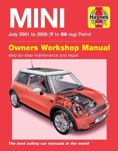 Red MINI car repair manual cover, Haynes logo, July 2001-2006.