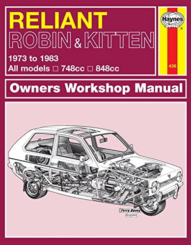 Haynes repair manual cover featuring a cutaway illustration of a Reliant Robin.