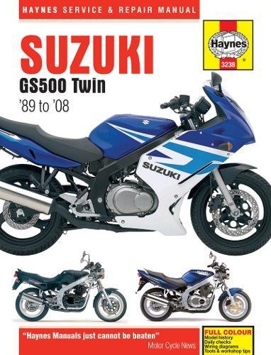 Haynes service and repair manual cover for Suzuki GS500 Twin motorcycles from 1989 to 2008.