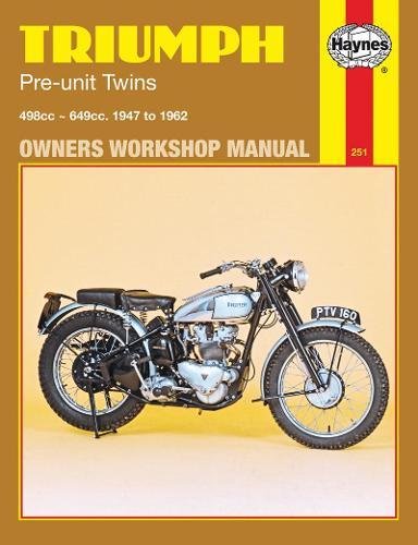 Haynes manual cover featuring a vintage Triumph motorcycle, 1947-1962.