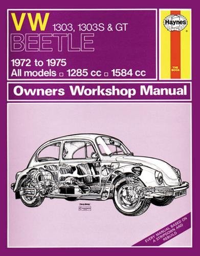 Haynes repair manual cover featuring a cutaway illustration of a VW Beetle.