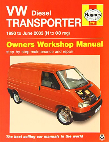 Red Haynes manual cover featuring an orange VW Transporter van.