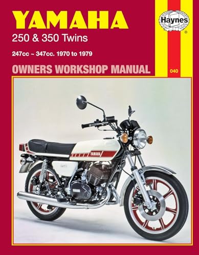 Haynes manual cover featuring a vintage Yamaha 250/350 twin motorcycle.
