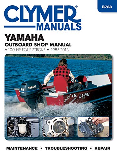 Clymer Yamaha outboard engine repair manual cover with boat image.