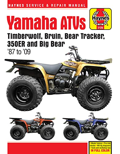 Haynes repair manual cover featuring a yellow Yamaha Timberwolf ATV.
