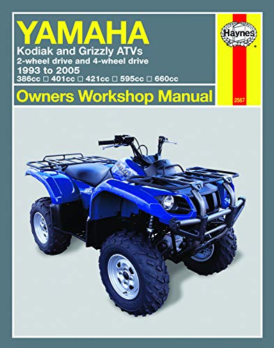 Blue Yamaha Kodiak/Grizzly ATV repair manual cover, 1993-2005.