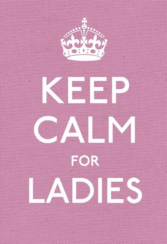 Pink book cover with white text: “KEEP CALM FOR LADIES” and a crown.