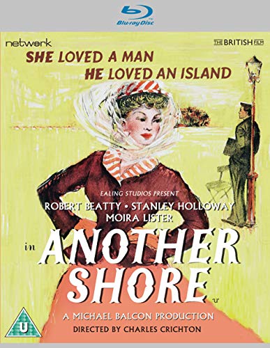 Another Shore" Blu-ray cover featuring a woman in red and a man by the sea.