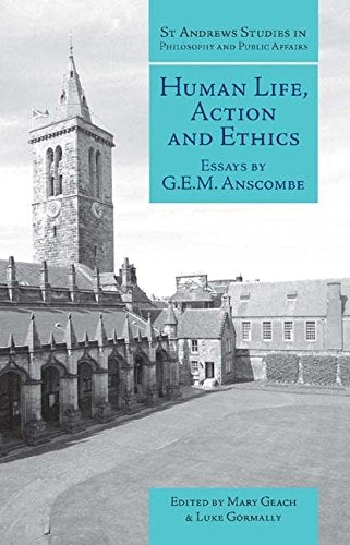 Book cover with a stone church tower and title “Human Life, Action and Ethics.”