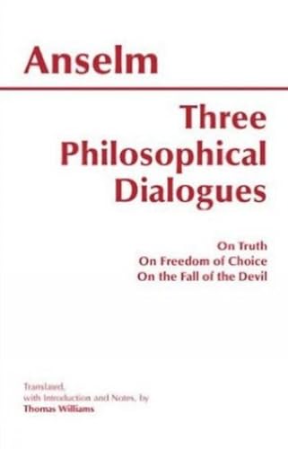 Book cover for "Three Philosophical Dialogues" by Anselm, red and white text.