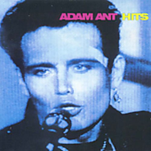 Blue-tinted close-up portrait of Adam Ant singing into a microphone on CD cover.