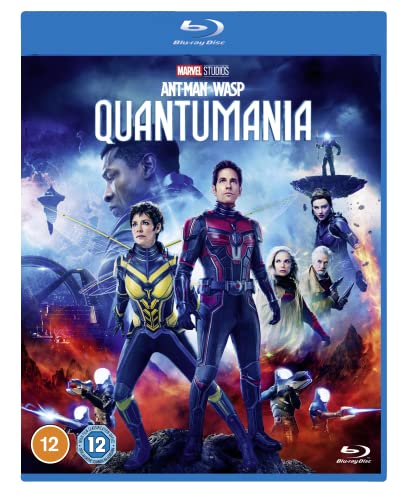 Ant-Man and The Wasp: Quantumania Blu-ray cover with characters and landscape.