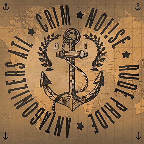 Record cover with nautical anchor design over a world map background.