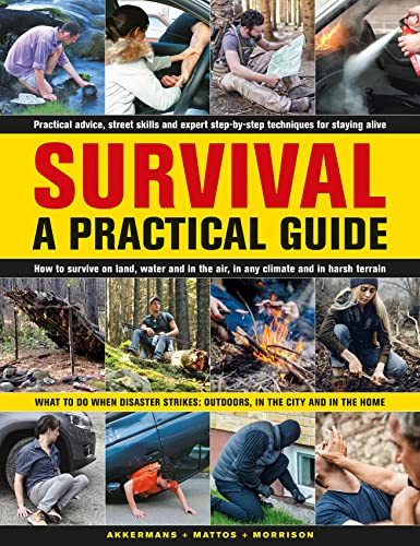 Book cover: "Survival: A Practical Guide" with images of people in emergency situations.