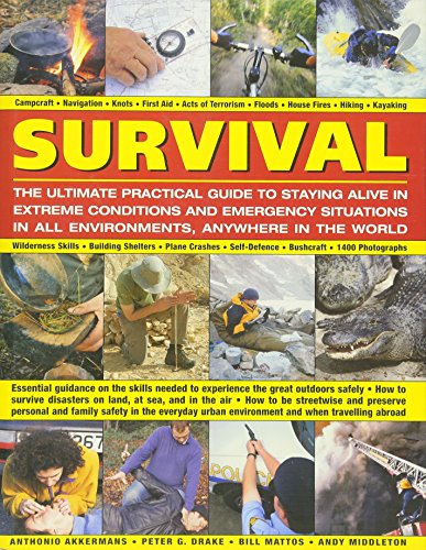 Book cover for "Survival" guide, showing outdoor skills and emergency situations.