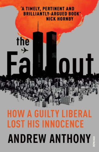 Book cover with silhouetted skyscrapers, a plane, and orange brushstroke.