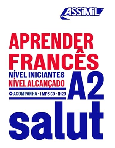 French language learning book cover, "Aprender Francês" with A2 level indicator.
