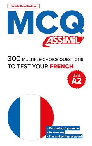 French language learning book cover, “MCQ Test Your French, Level A2”.
