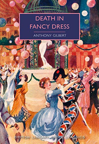 Book cover: “Death in Fancy Dress” depicts a crowded, colorful masquerade ball.