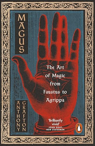 Book cover: red hand with lines, title “Magus” and author Anthony Grafton.