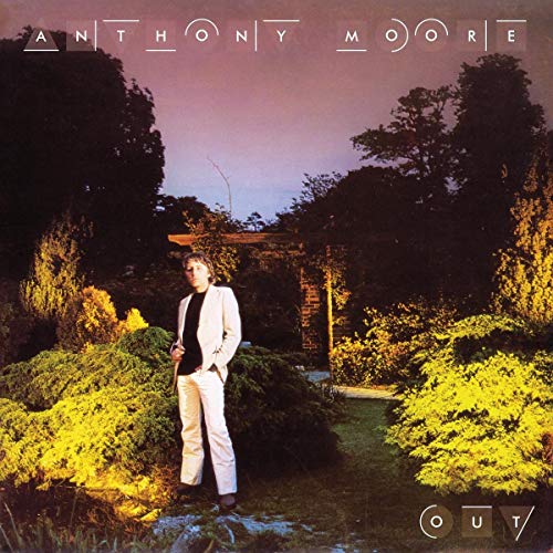 Vinyl record cover: Anthony Moore’s “Out” with a man in a garden.