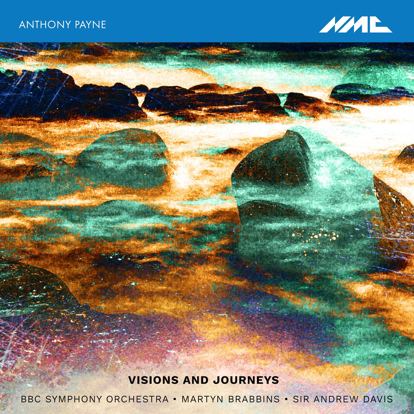 CD cover for Anthony Payne’s “Visions And Journeys” with abstract landscape.