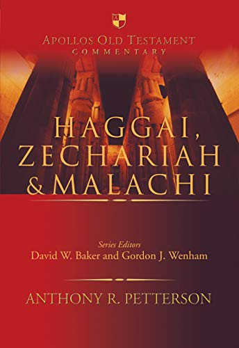 Red book cover with gold text: "Haggai, Zechariah & Malachi" and temple columns.