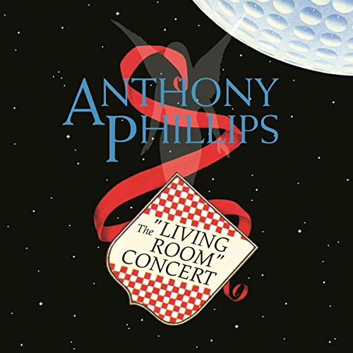 The album cover features a black background with white stars, a large moon, and a red ribbon.
