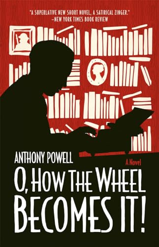Book cover: Silhouette reading before a bookshelf, red and white design.
