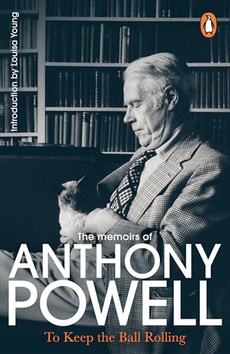 Black and white book cover featuring Anthony Powell with a cat.