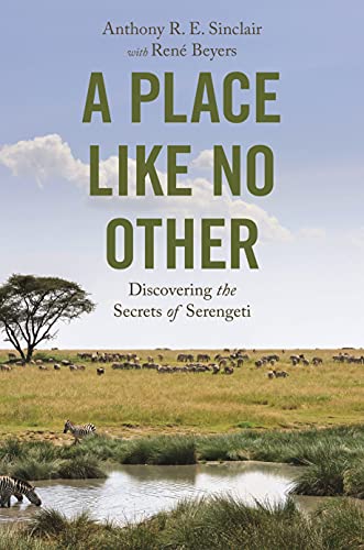 Book cover with Serengeti landscape, zebras, and title in large green text.