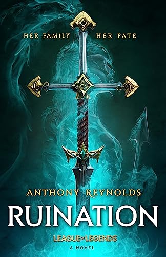 Book cover featuring a detailed, ornate sword against a teal, smoky background.