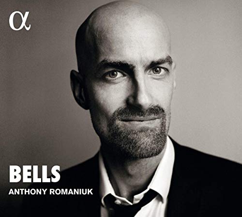 Black and white album cover with man in suit, text "BELLS ANTHONY ROMANIUK".